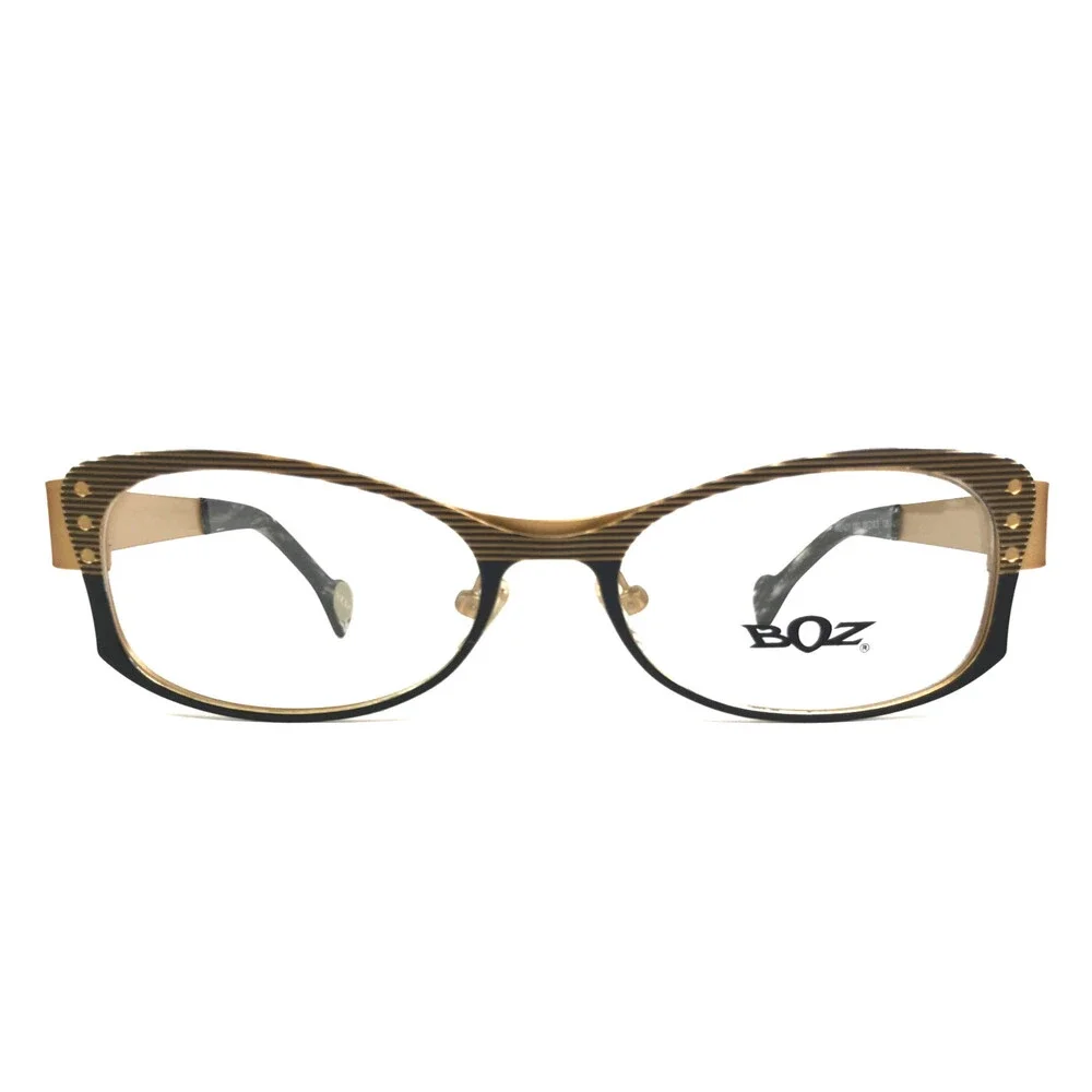 BOZ Eyeglasses Frames WENDY 0051 Black Striped Gold Cat Eye Full Rim 52-16.5-135